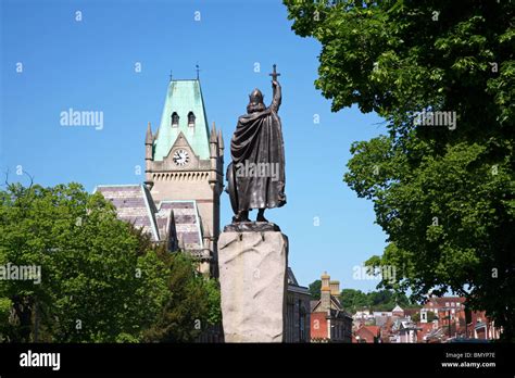 Statue Of Alfred The Great And Guildhall In The City Of Winchester