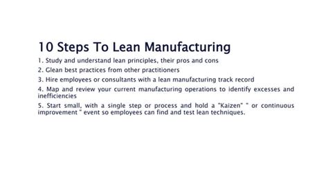 10 Steps To Lean Manufacturingpptx