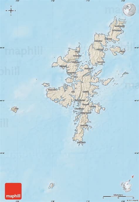Shaded Relief Map Of Shetland Islands
