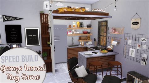 The Sims 4 Speed Build Garage Turned Tiny House Cc Links Youtube