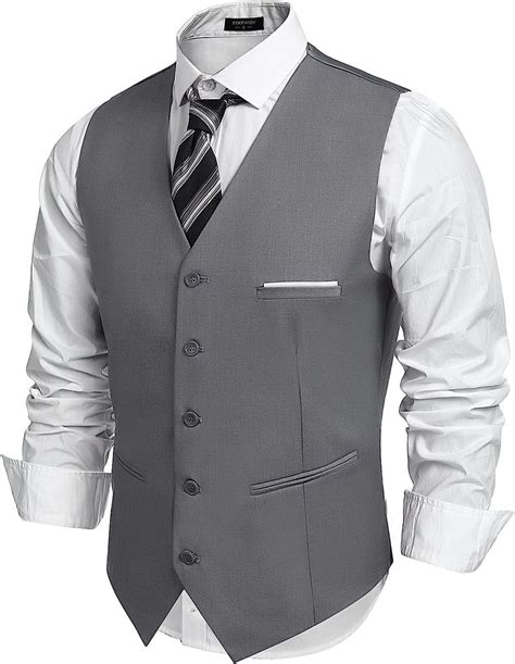 Coofandy Mens V Neck Suit Vests Fashion Formal Slim Fit Business Dress