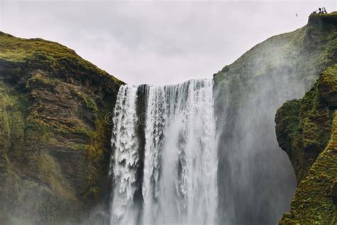 Beautiful Scenery Of The Majestic Skogafoss Waterfall In Countryside Of