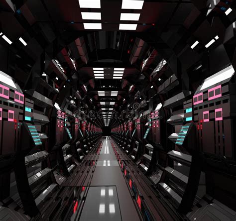 Futuristic Sci Fi Tunnel Walkway With Beautiful Reflective Abstract 3d