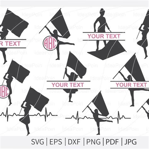 Color Guard SVG Marching Band Split Monogram SVG Vector Etsy