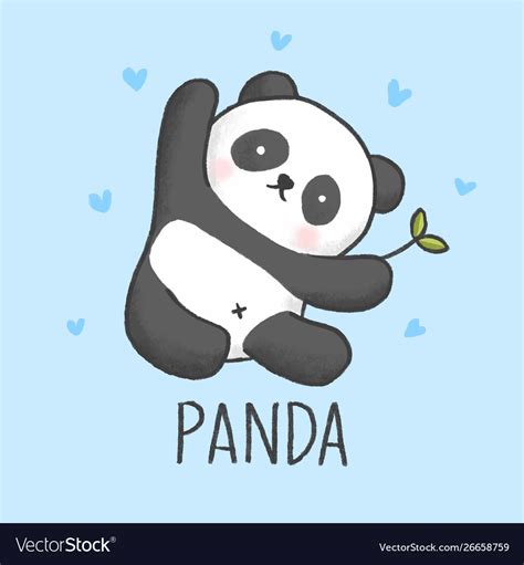 Cute Panda Cartoon Hand Drawn Style Royalty Free Vector