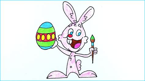 Easy Easter Bunny Drawing How To Draw Easter Bunny With Easter Egg