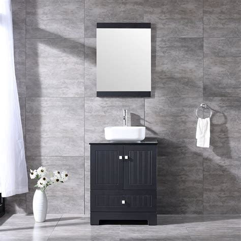 Wonline 24inch Dark Black Bathroom Vanity And Sink Combo Wood Cabinet
