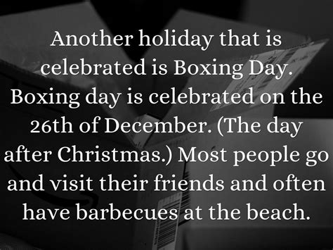 Shops offer great deals and huge discounts on boxing day so shopping centres are often. Christmas In Australia by Brooklyn G.