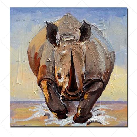 Strong Rhinoceros Oil Painting 100 Hand Painted Decorative Wall Animal