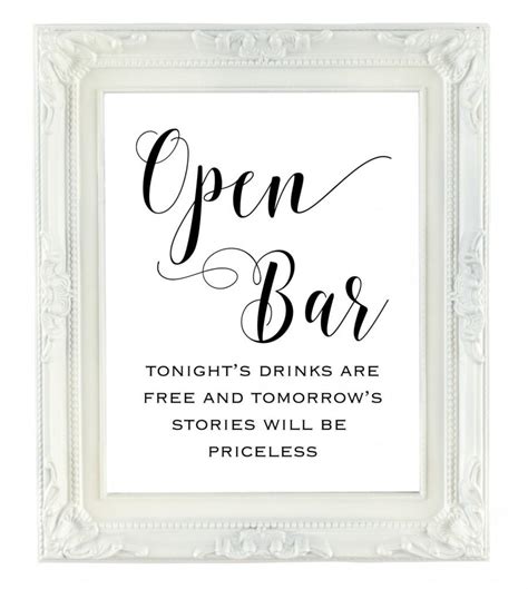 Open Bar Sign Printable Wedding Sign Tomorrows Stories