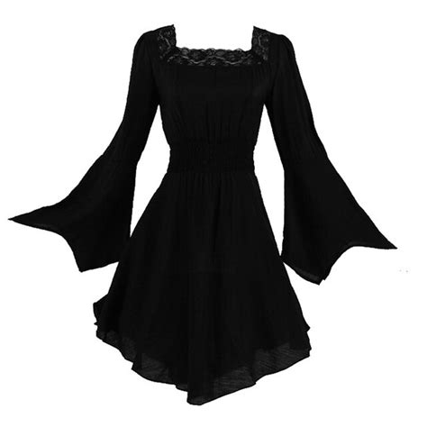 black vintage lace square collar long flare sleeve victorian gothic shirt sexy steampunk shirts