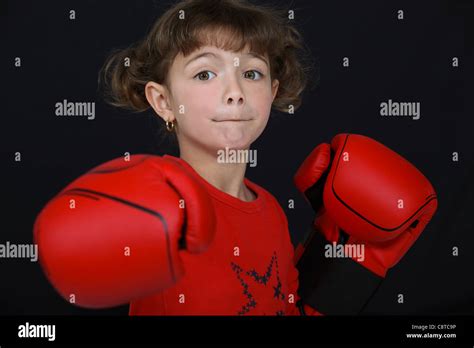 Little Girl Boxing Stock Photo Alamy