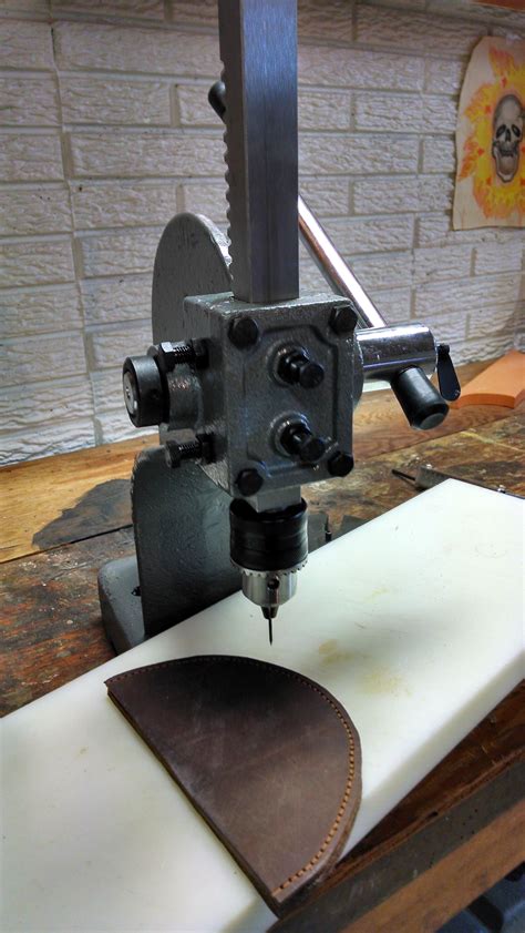 My Arbor Press With Drill Chuck Set Up Leather Working Tools Leather