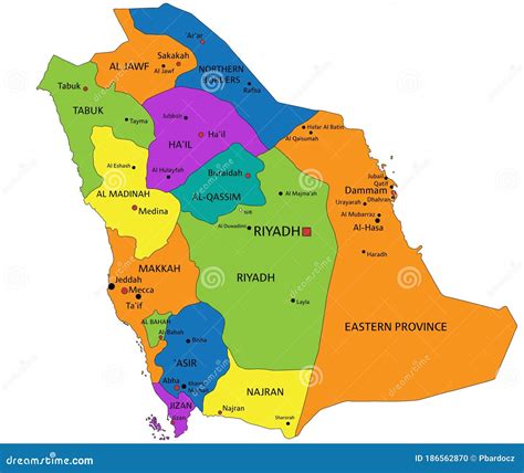 Colorful Saudi Arabia Political Map With Clearly Labeled Separated My