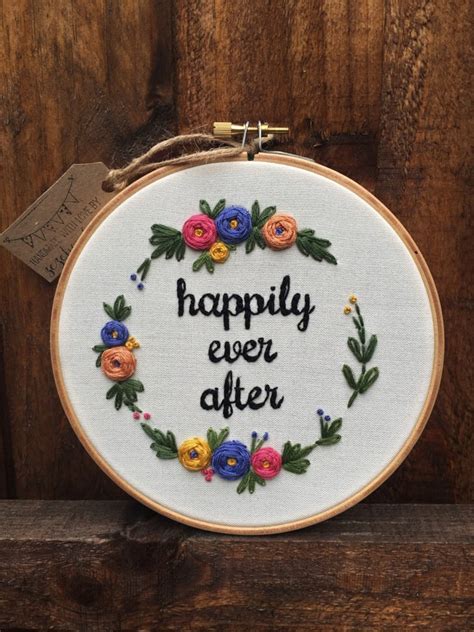 Happily Ever After Embroidery Hoop 40 Wedding Embroidery Hoops Popsugar Love And Sex Photo 12