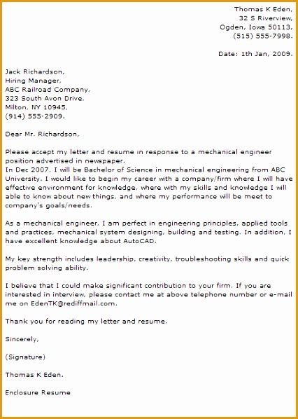 The main purpose of this tutorial is to get you noticed by hiring managers and employers to get you plenty of job interviews. 6 Mechanical Engineer Cover Letter Example | Free Samples ...