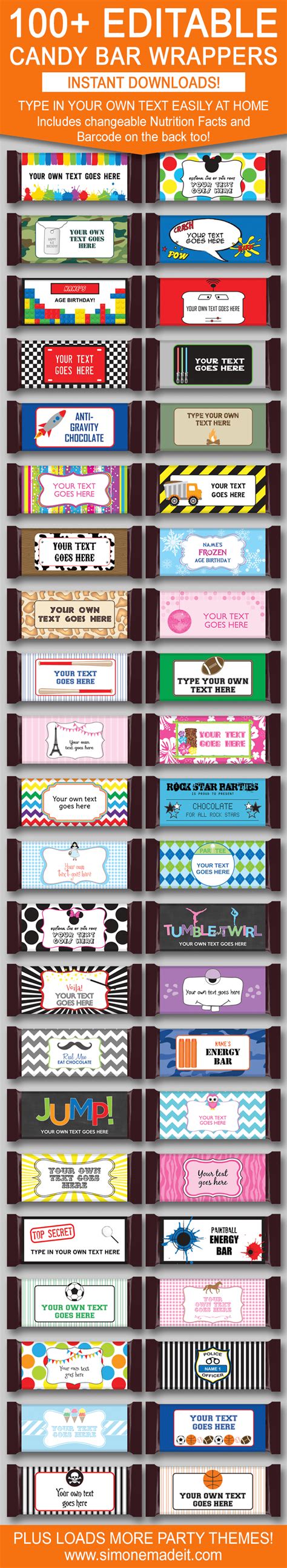 Find supplies and products that can be used for various commercial uses. DIY Candy Bar Wrapper Templates | Party Favors | Chocolate Bar Labels