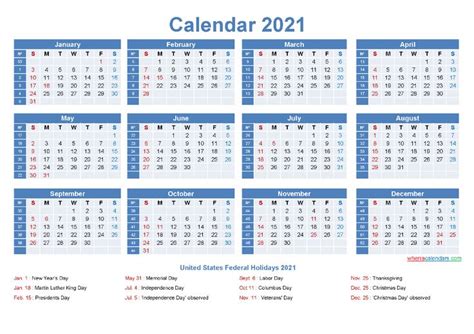 Our calendars are free to be used and republished for personal use. Free Printable Yearly 2021 Calendar with Holidays as Word ...