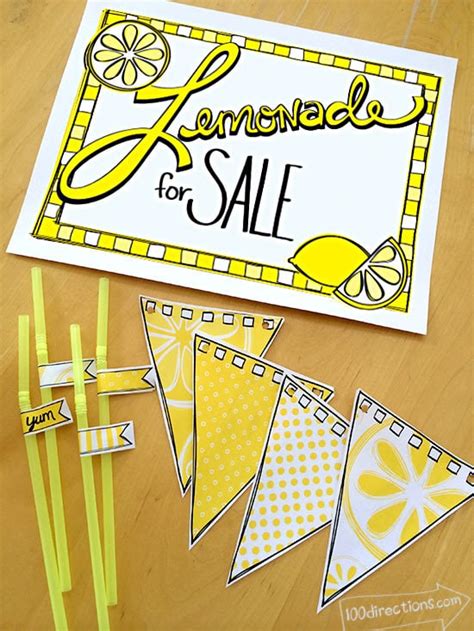 Print Your Own Lemonade Stand Decor 100 Directions