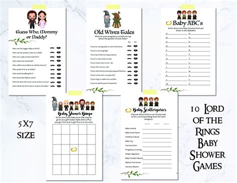Printable Lotr Baby Shower Games Lord Of The Rings Baby Etsy Australia