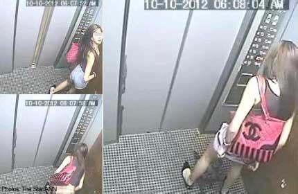 Caught On Camera Woman Peeing Inside Lift