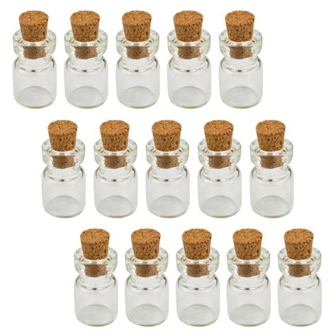 50 Pcs 1ml Extra Mini Tiny Clear Glass Jars Bottles With Cork Stoppers Marrywindix Glass