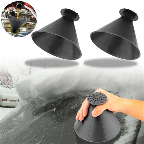 2 Pack Car Windshield Ice Snow Remover Scraper Tool Cone Shaped Round