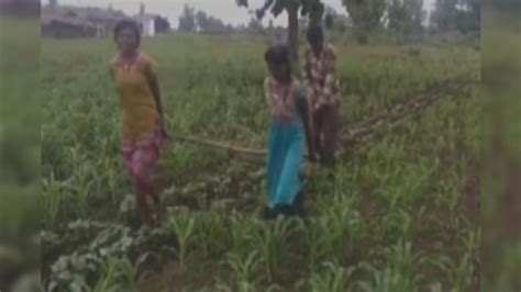 Poor Mp Farmer Uses Daughters In Place Of Oxen To Pull Plough News18
