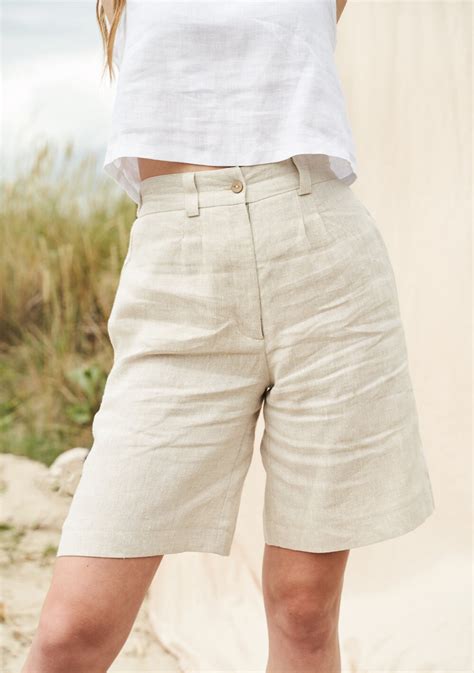 high waist linen bermuda shorts gemma