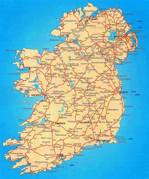 Gives a much larger set of towns than the old map did. Best printable road map of ireland | Derrick Website