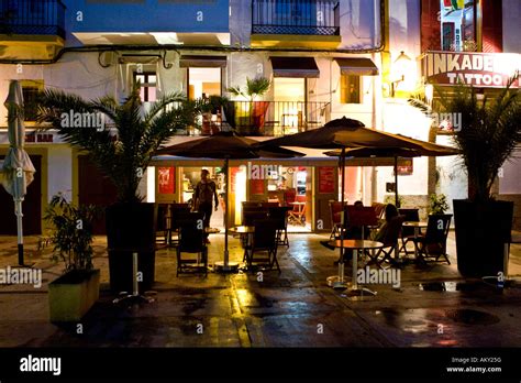 Restaurant In The Old Town Of Eivissa Ibiza Baleares Spain Stock