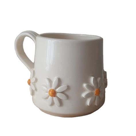 Creative Daisy Flower Handmade Ceramic Cup In 2021 Handmade Ceramics