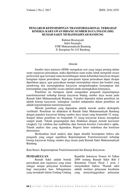 PDF PENGARUH KEPEMIMPINAN TRANSFORMASIONAL TERHADAP KINERJA KARYAWAN
