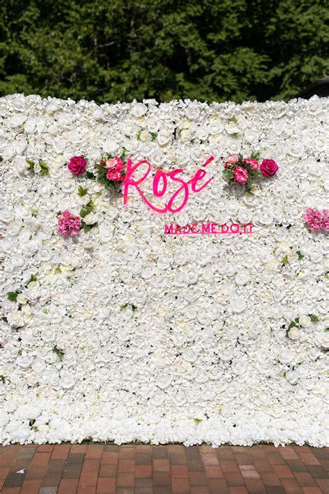 White Flower Wall With Pink Roses In 2020 With Images Flower Wall