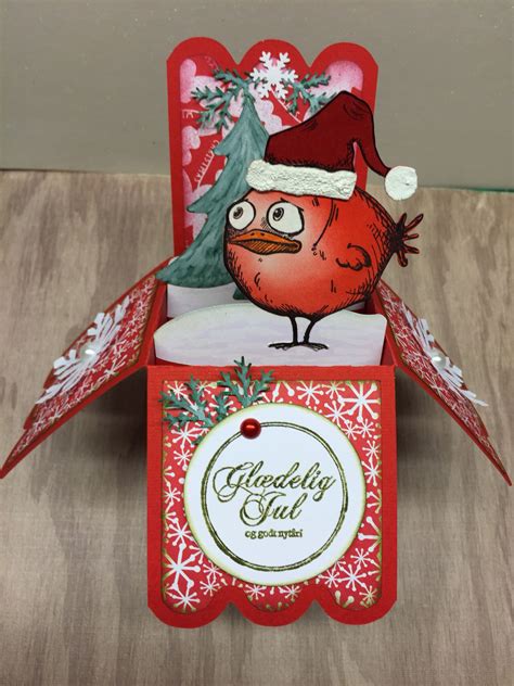 Pop Up Box Christmas Card With Crazy Bird Boxed Christmas Cards Xmas