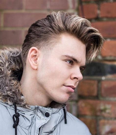 cool-guy-haircuts-grey-jacket-brown-hair-blonde-highlights-side-swept