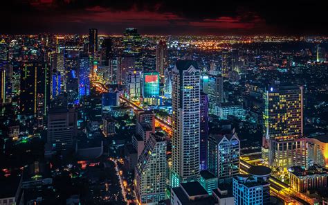 Fondos De Pantalla Bangkok Ciudad En La Noche Rascacielos Luces
