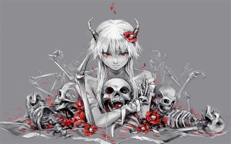 Anime Character Digital Wallpaper Fantasy Art Bones Skull And Bones