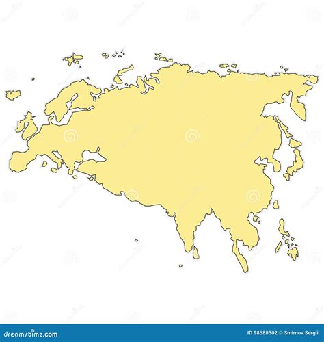 Eurasia Continent World Map With Landmarks Vector Cartoon Illustration
