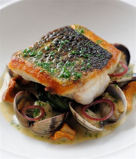 Sea Bass Recipe With Clams And Poached Cod Cheeks Great British Chefs