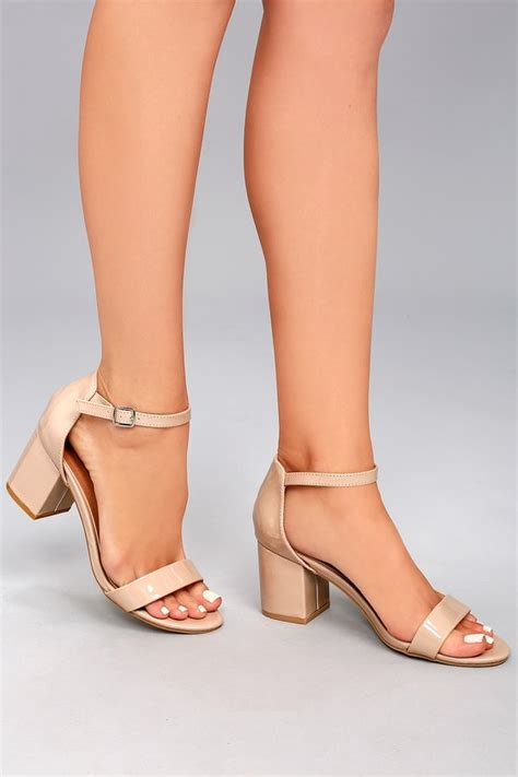 Cute Patent Heels Nude Heels Ankle Strap Heels Lulus
