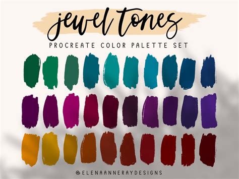 jewel tones procreate palette 30 colors color palette procreate instant download digital