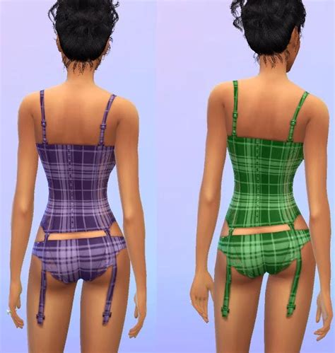 My Sims 4 Blog Set Of 4 Plaid Corsets With Lace Detail By Christmas Fear