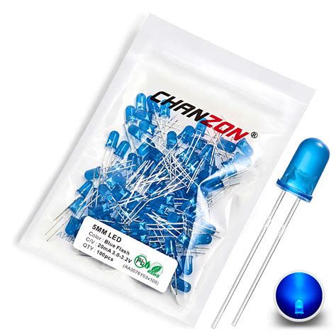 Buy Chanzon 100 Pcs 5mm Blinking Blue Led Diode Lights 15hz Flashing