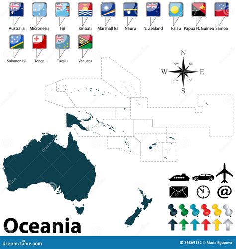 Mapa Político De Oceania Ilustração Do Vetor Ilustração De Zelândia