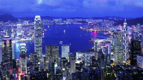 Hong Kong City Night Timelapse Stock Footage Video 100