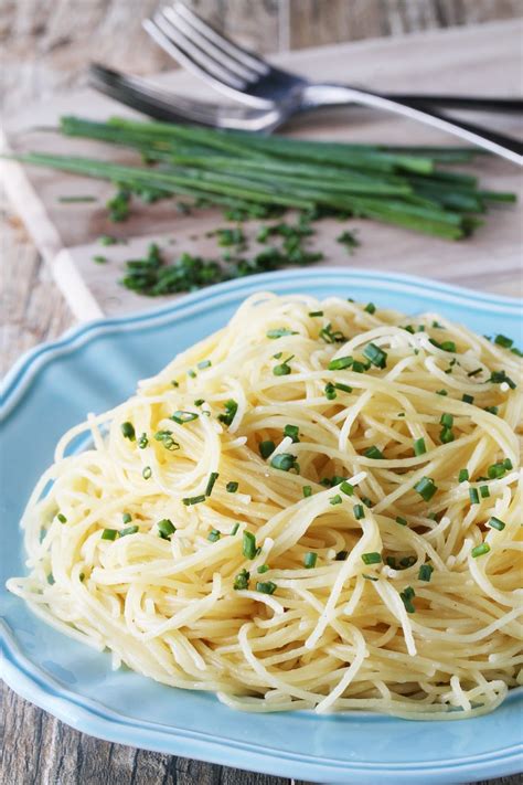 Simple angel hair pasta side, with olive oil, garlic, herbs and parmesan. quick angel hair pasta