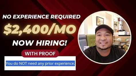 No Experience Required $2400 Per Month Work From Home Jobs Opening
