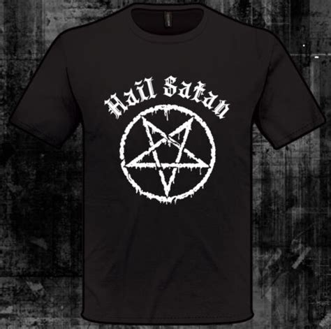 Hail Satan T Shirt Satanic Church Pentagram Lavey Goth Unholy W Ebay
