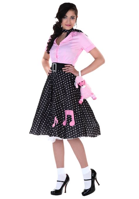 Pink And Black 50s Style Diner Sock Hop Cutie Costume Womens 50s Costume Costumes For Women